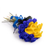 Buchet trandafiri albastri si cale galbene – Floridelux