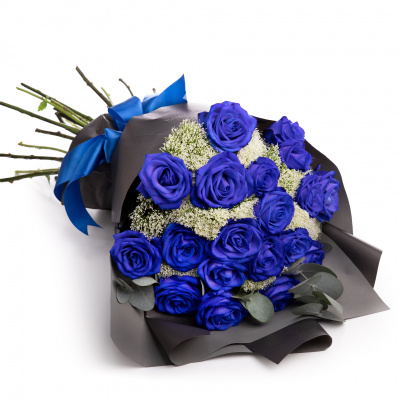 Buchet trandafiri albastri Blue Elegance