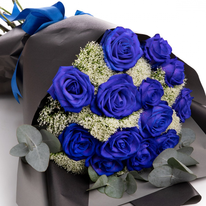 Buchet trandafiri albastri Blue Elegance – imaginea 2