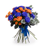 Buchet trandafiri albastri si portocalii – Floridelux