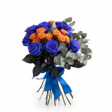 Buchet trandafiri albastri si portocalii – Standard