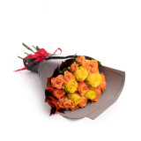 Buchet de toamna cu trandafiri galbeni si portocalii – Standard
