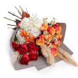 Buchet de trandafiri si hortensii Autumn Fantasy – Premium