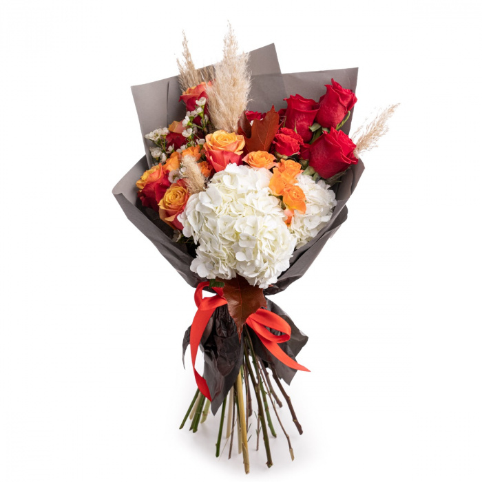 Buchet de trandafiri si hortensii Autumn Fantasy – imaginea 2