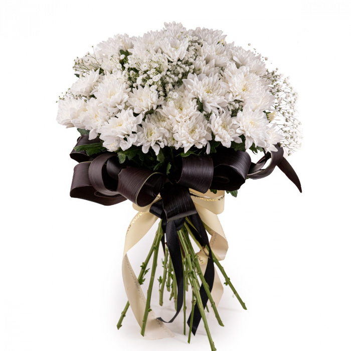 Buchet Funerar crizanteme albe – imaginea 1