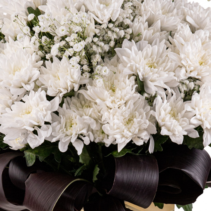Buchet Funerar crizanteme albe – imaginea 2