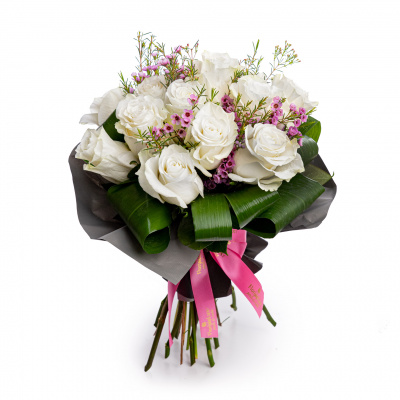 Buchet trandafiri albi "Pretty Woman"