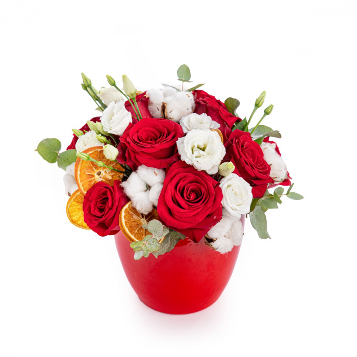 Aranjament floral de iarna in vas – imaginea 1
