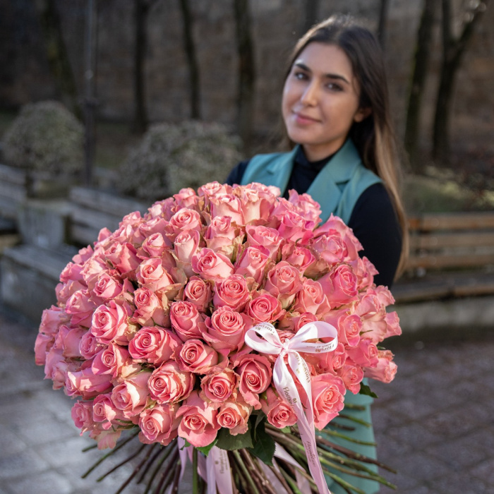 Buchet 101 trandafiri roz – imaginea 3