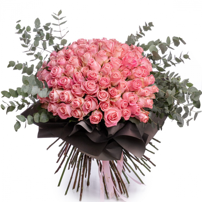 Buchet 101 trandafiri roz Sensuality – imaginea 1