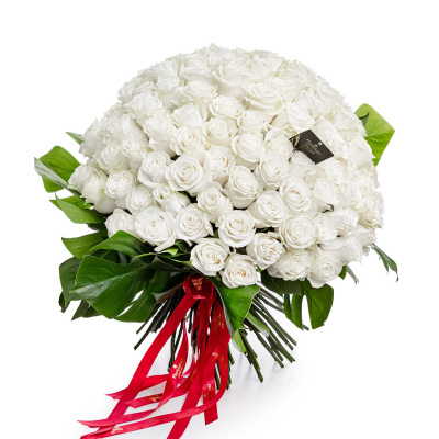 Buchet 101 trandafiri albi Temptation