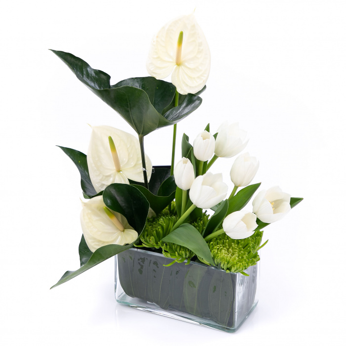 Aranjament business anthurium si lalele – imaginea 1