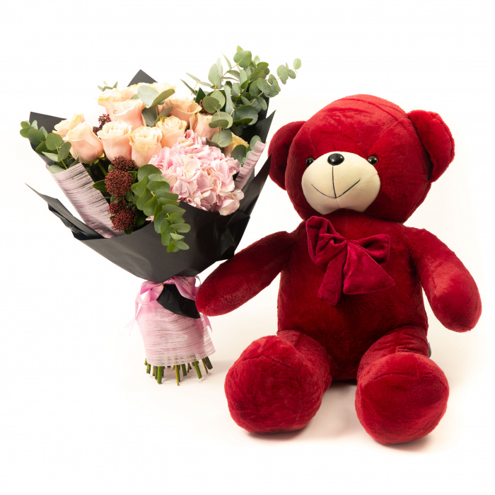 Buchet de lux si urs de plus – imaginea 1