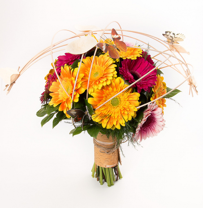 Buchet de gerbera galbena si roz – imaginea 2