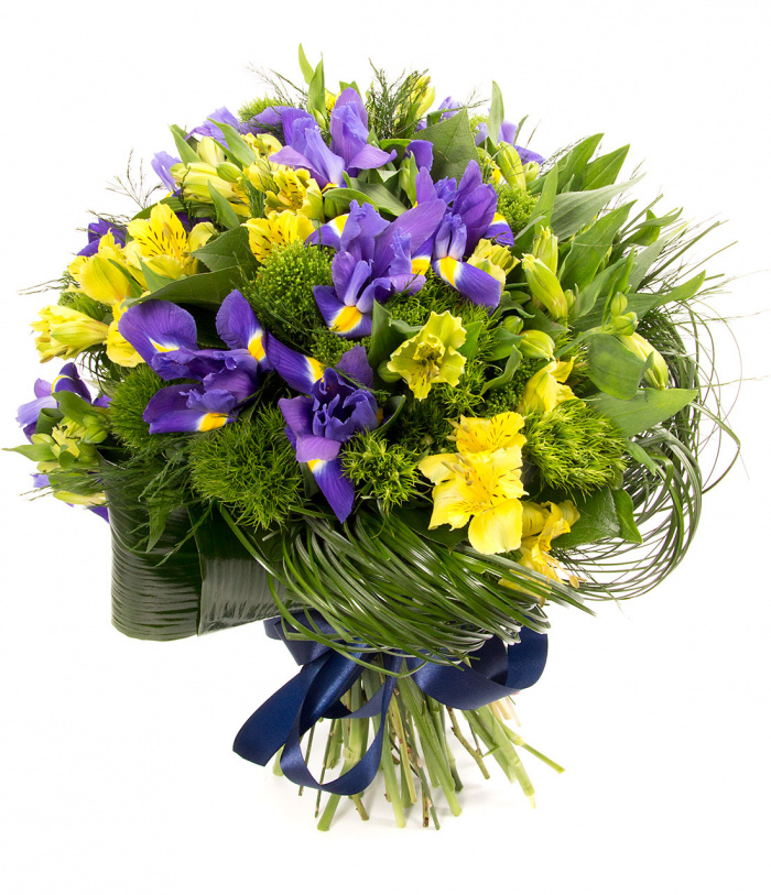 Buchet din irisi si alstroemeria