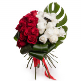 Buchet de trandafiri - jumatate rosu, jumatate alb – Premium