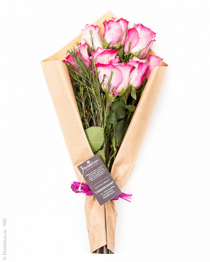 Buchet trandafiri roz pal suav – imaginea 1