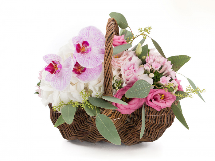 Cos elegant orhidee si lisianthus