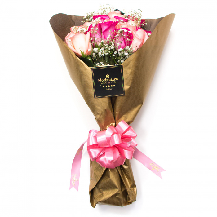 Buchet trandafiri suavi nuante de roz