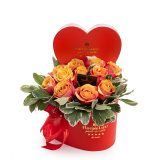Cutie inima cu trandafiri portocalii – Floridelux