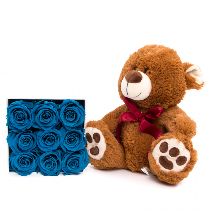 Cutie de lux Blue Heart si ursulet de plus – imaginea 1