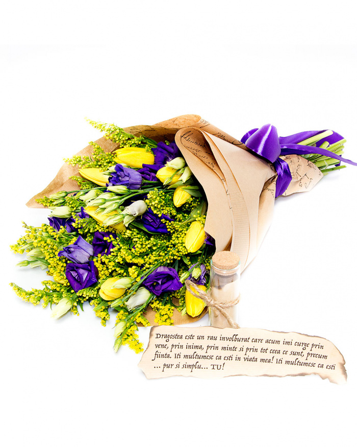 Buchete cu mesaje lalele si lisianthus – imaginea 1