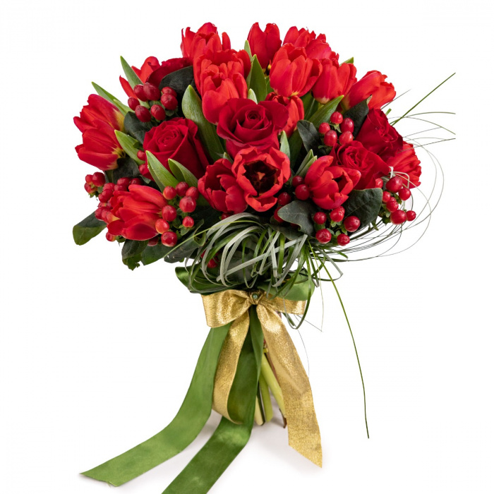 Buchet flori rosu