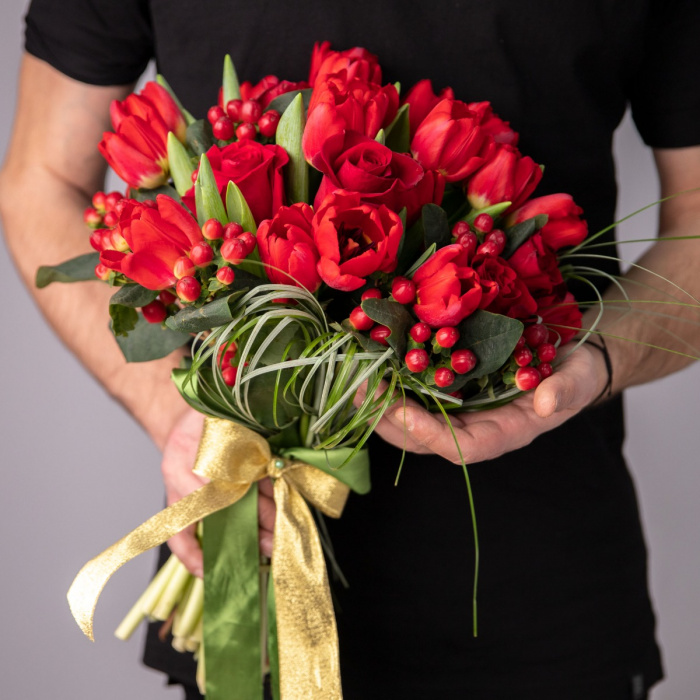 Buchet flori rosu