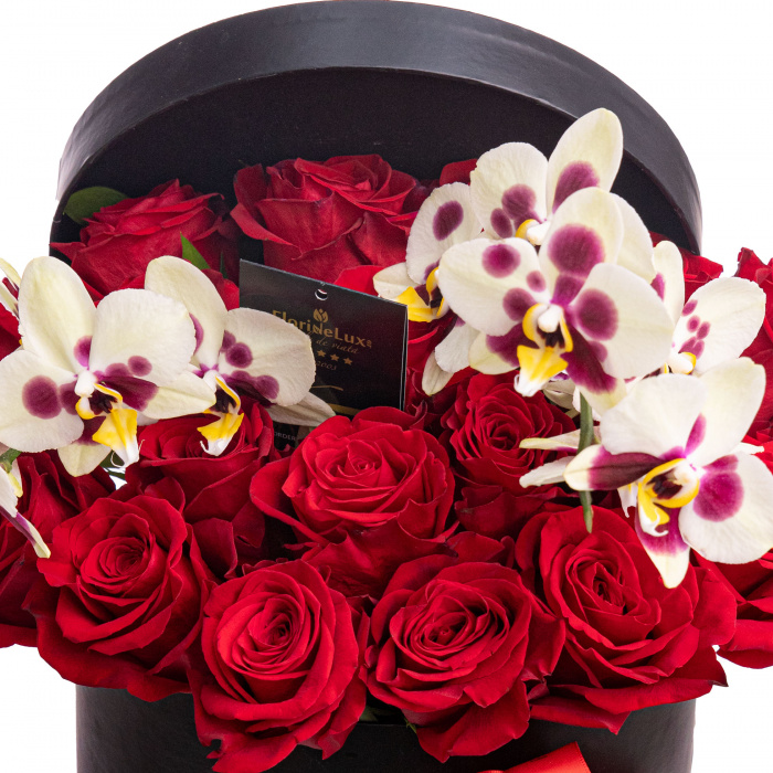 Cutie cu trandafiri si orhidee Absolute Elegance – imaginea 2