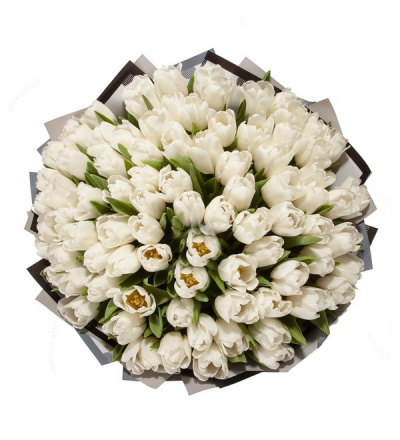 Buchet 101 lalele albe