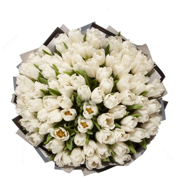 Buchet 101 lalele albe – imaginea 1