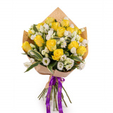 Buchet inedit trandafiri si lisianthus – Premium