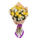 Buchet inedit trandafiri si lisianthus – Floridelux
