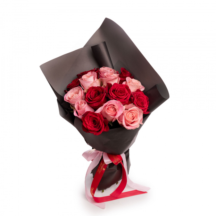 Buchet trandafiri rosii si roz „Instant Love” – imaginea 1