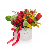 Aranjament floral in cutie cu lalele Spring Love – Floridelux