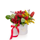 Aranjament floral in cutie cu lalele Spring Love – Standard
