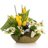 Aranjament floral cu lalele si accesorii – Premium