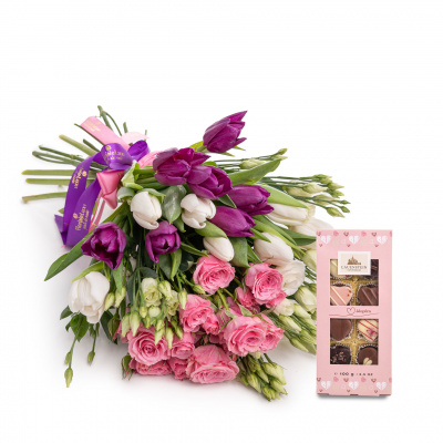 Buchet flori si ciocolata Romantic Date