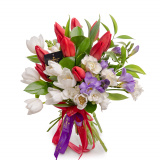 Buchet lalele si frezii Colorful Love – Premium