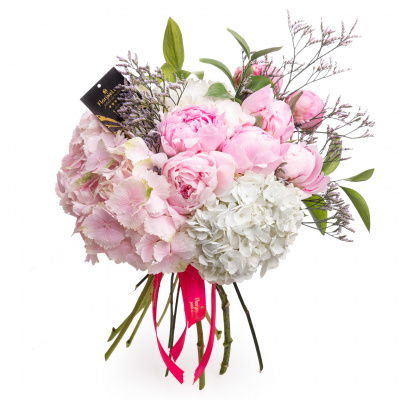 Buchet bujori si hortensii