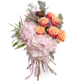 Buchet trandafiri si hortensii – Premium