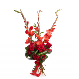 Buchet gladiole si trandafiri rosii – Standard