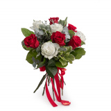 Buchet trandafiri rosii si albi "Un sarut de trandafiri" – Standard
