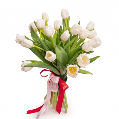 Buchet lalele albe „Zambet Delicat”