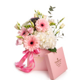 Aranjament floral cu hortensia, gerbera si eustoma – Standard
