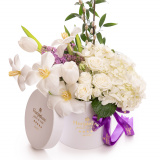 Aranjament floral cu lalele si hortensii, pentru Paste – Premium