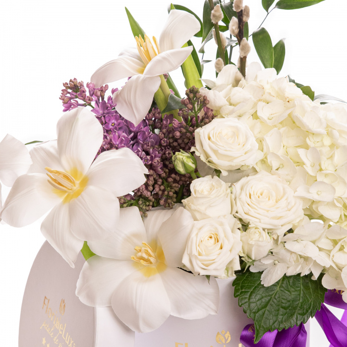 Aranjament floral cu lalele si hortensii, pentru Paste – imaginea 2