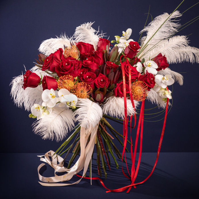 Buchet cu trandafiri si orhidee „Exotic Vibes” – imaginea 3