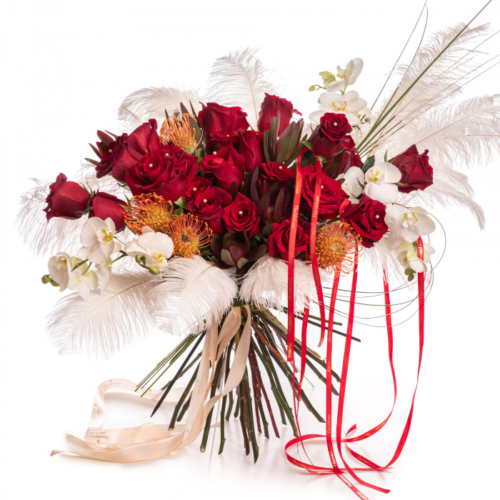 Buchet cu trandafiri si orhidee „Exotic Vibes” – imaginea 1