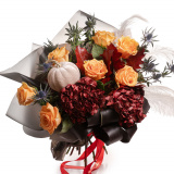 Buchet cu trandafiri si hortensii „Halloween Vibes” – Premium